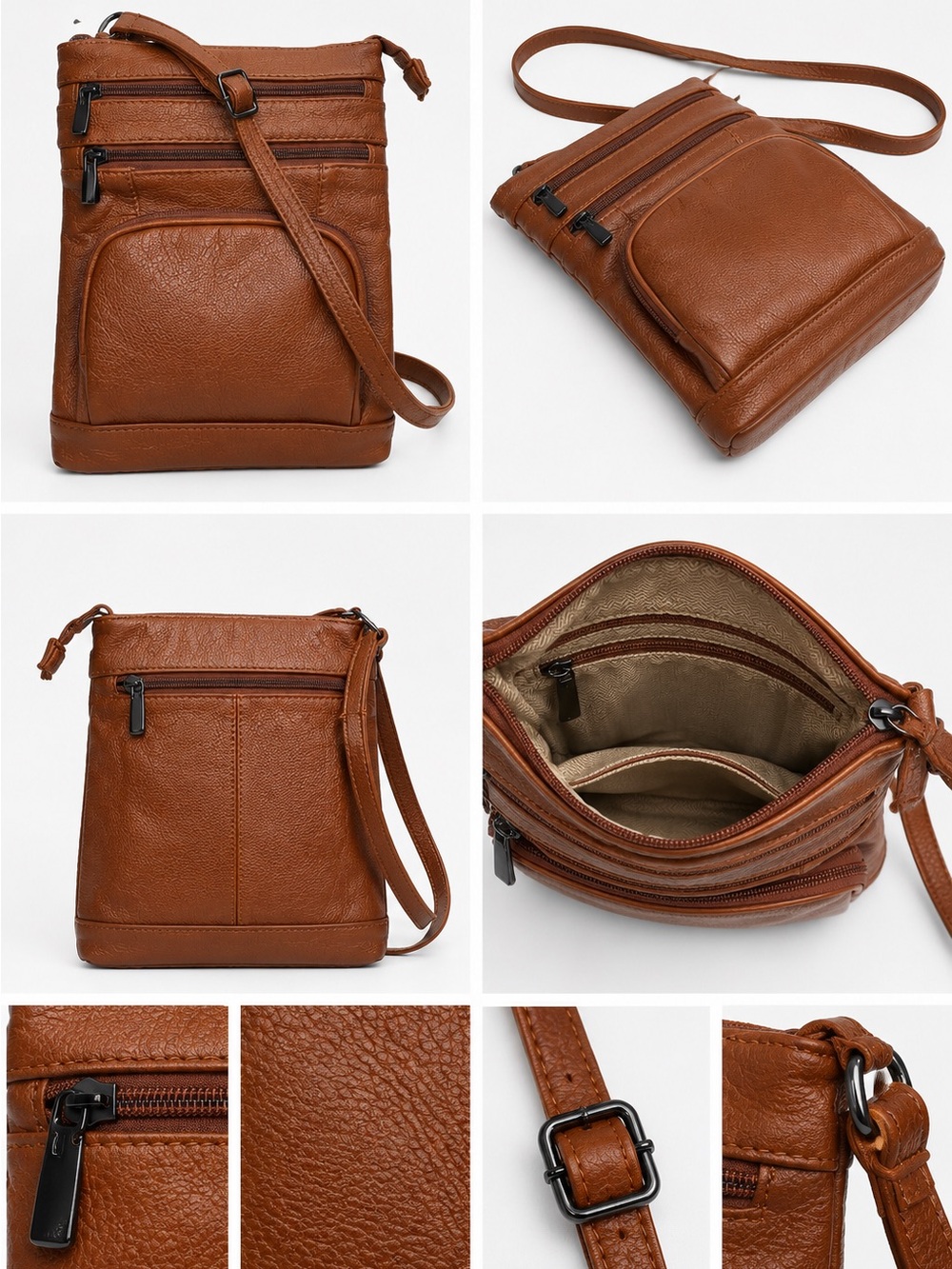 Leatherette Brown Crossbody Belt Bag - Women's Compact Shoulder Bag